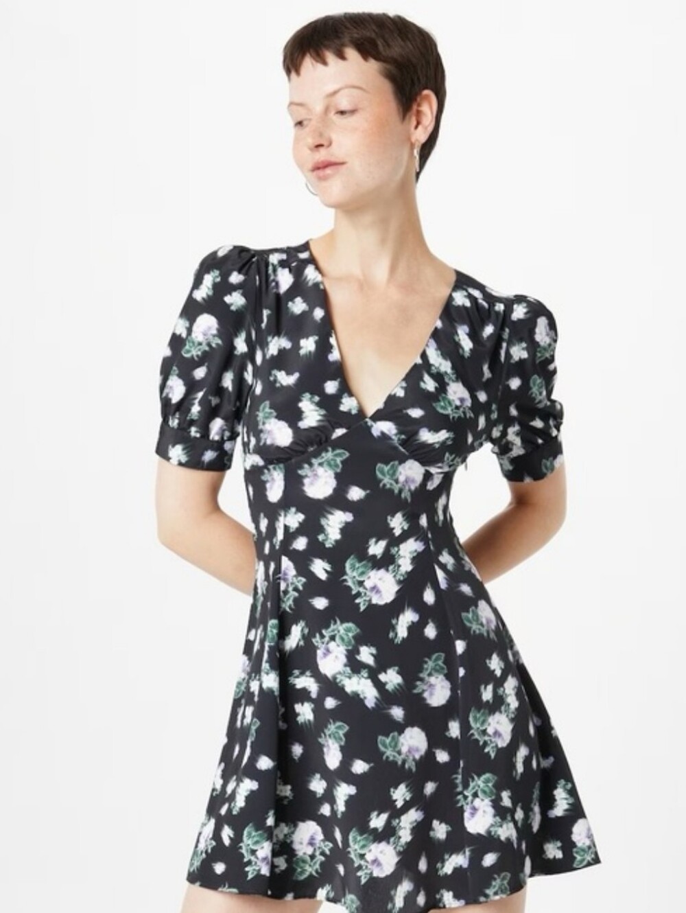 Topshop Back Floral V-Neck Mini Skirt